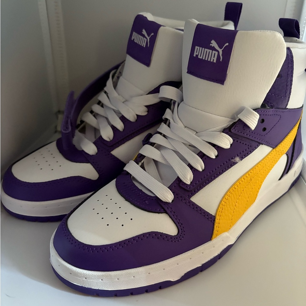 PUMA RBD Game 'White Purple Yellow' 385839-04 (SNKR Unisex/Non-Slip/High Top)